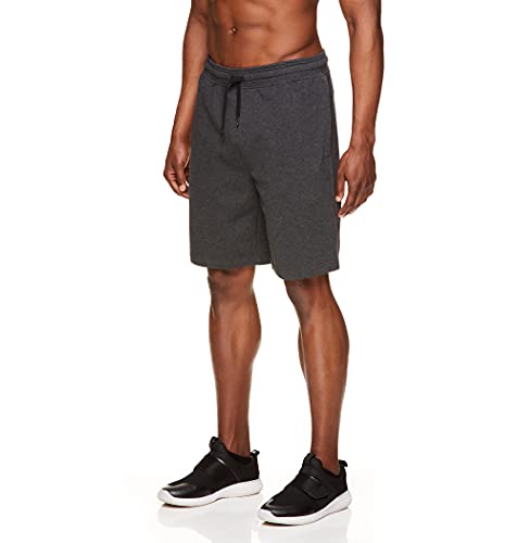 Gaiam Men's French Terry Yoga Shorts - Athletic Gym and Running Sweat Short with Pockets - Savasana Black Heather, X-Large