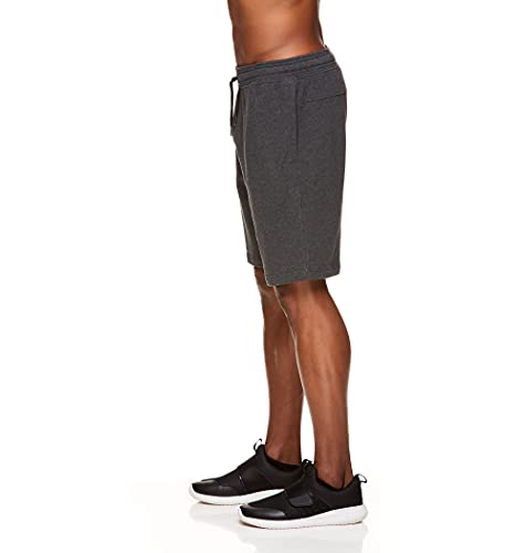 Gaiam Men's French Terry Yoga Shorts - Athletic Gym and Running Sweat Short with Pockets - Savasana Black Heather, X-Large