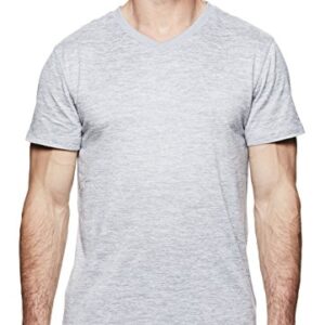 Gaiam Men's Everyday Basic V Neck T Shirt - Short Sleeve Yoga & Workout Top - Sleet Heather Everyday, Large