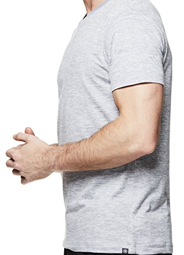 Gaiam Men's Everyday Basic V Neck T Shirt - Short Sleeve Yoga & Workout Top - Sleet Heather Everyday, Large