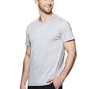 Gaiam Men's Everyday Basic V Neck T Shirt - Short Sleeve Yoga & Workout Top - Sleet Heather Everyday, Large