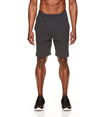Gaiam Men's French Terry Yoga Shorts - Athletic Gym and Running Sweat Short with Pockets - Synergy Black Heather, X-Large