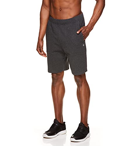 Gaiam Men's French Terry Yoga Shorts - Athletic Gym and Running Sweat Short with Pockets - Synergy Black Heather, X-Large