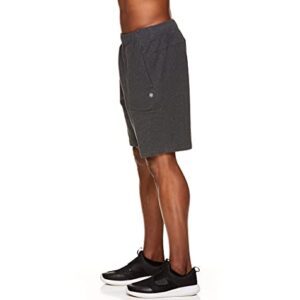 Gaiam Men's French Terry Yoga Shorts - Athletic Gym and Running Sweat Short with Pockets - Synergy Black Heather, X-Large