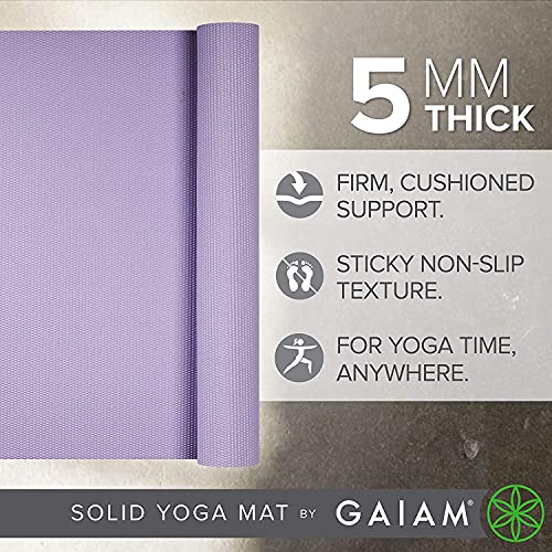 Gaiam Reversible Yoga Mat - Premium 5mm Thick Exercise & Fitness Mat for Yoga, Pilates & Floor Workouts (68" x 23.5" x 5mm)