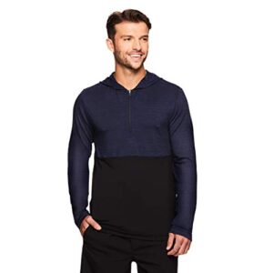 gaiam men’s 1/4 zip up activewear pullover hoodie – long sleeve running & yoga sweater – meditation navy heather, small