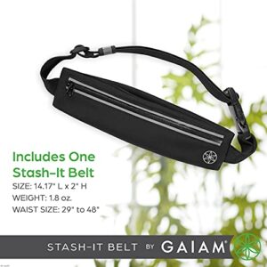 Gaiam Stash-It-Belt Running Pack Accessories Storage Belt Bag for Women and Men - Adjustable Belt with Moisture-Wicking Fabric - Lightweight Run Belt for Exercise & Fitness, Leisure and Travel