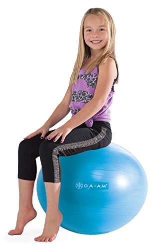 Gaiam Kids Balance Ball - Exercise Stability Yoga Ball, Kids Alternative Flexible Seating for Active Children in Home or Classroom (Satisfaction Guarantee), Blue, 45cm