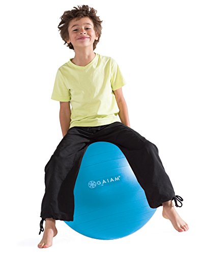 Gaiam Kids Balance Ball - Exercise Stability Yoga Ball, Kids Alternative Flexible Seating for Active Children in Home or Classroom (Satisfaction Guarantee), Blue, 45cm