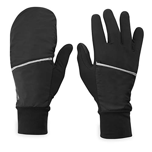 Gaiam Running Gloves Womens Convertible Mittens Touchscreen Compatible - Warm Winter Running Gear for Women - Walking, Running, Hiking, Biking/Cycling, Workout, Exercise/Fitness (L/XL)