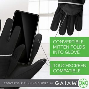 Gaiam Running Gloves Womens Convertible Mittens Touchscreen Compatible - Warm Winter Running Gear for Women - Walking, Running, Hiking, Biking/Cycling, Workout, Exercise/Fitness (L/XL)