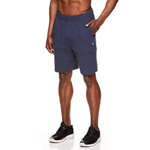 Gaiam Men's French Terry Yoga Shorts - Athletic Gym and Running Sweat Short with Pockets - Synergy Navy Heather, Medium