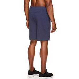 Gaiam Men's French Terry Yoga Shorts - Athletic Gym and Running Sweat Short with Pockets - Synergy Navy Heather, Medium