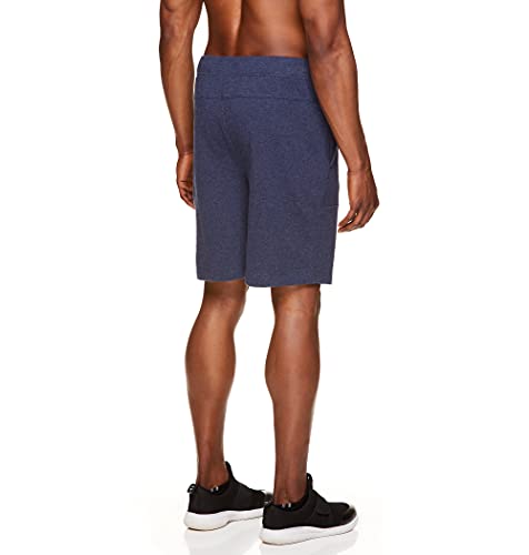 Gaiam Men's French Terry Yoga Shorts - Athletic Gym and Running Sweat Short with Pockets - Synergy Navy Heather, Medium