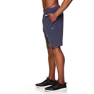 Gaiam Men's French Terry Yoga Shorts - Athletic Gym and Running Sweat Short with Pockets - Synergy Navy Heather, Medium