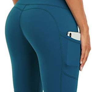 Oalka Women's Short Yoga Side Pockets High Waist Workout Running Shorts Teal L