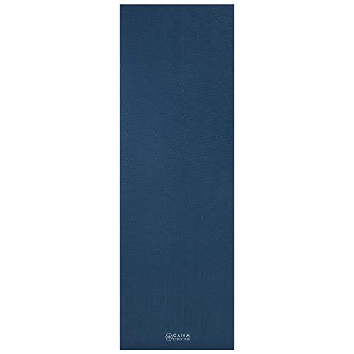 Gaiam Essentials Premium Yoga Mat with Yoga Mat Carrier Sling, Navy, 72"L x 24"W x 1/4 Inch Thick