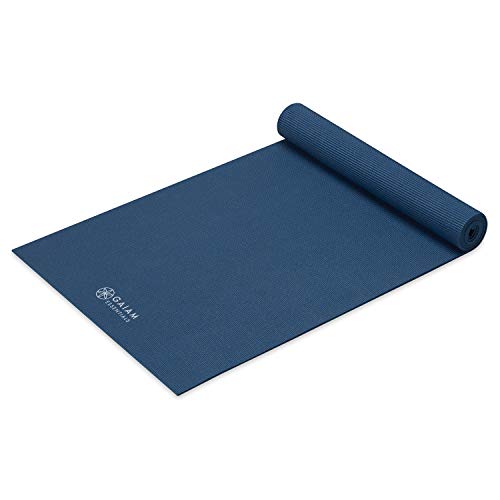 Gaiam Essentials Premium Yoga Mat with Yoga Mat Carrier Sling, Navy, 72"L x 24"W x 1/4 Inch Thick