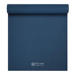 Gaiam Essentials Premium Yoga Mat with Yoga Mat Carrier Sling, Navy, 72"L x 24"W x 1/4 Inch Thick