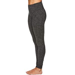 gaiam women’s om high rise waist yoga pants – performance spandex compression leggings – hi rise relax charcoal heather, x-small