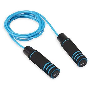 gaiam weighted jump rope for men and women – 1lb heavy foam handles set – adjustable exercise rope length for fitness and training – helps burn calories and improve stamina (1-pound set)