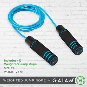 Gaiam Weighted Jump Rope for Men and Women - 1lb Heavy Foam Handles Set - Adjustable Exercise Rope Length for Fitness and Training - Helps Burn Calories and Improve Stamina (1-Pound Set)