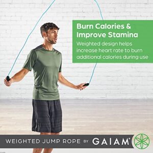 Gaiam Weighted Jump Rope for Men and Women - 1lb Heavy Foam Handles Set - Adjustable Exercise Rope Length for Fitness and Training - Helps Burn Calories and Improve Stamina (1-Pound Set)