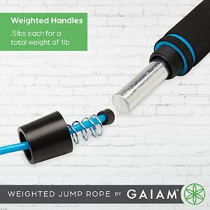 Gaiam Weighted Jump Rope for Men and Women - 1lb Heavy Foam Handles Set - Adjustable Exercise Rope Length for Fitness and Training - Helps Burn Calories and Improve Stamina (1-Pound Set)