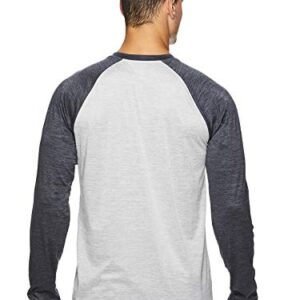 Gaiam Men's Long Sleeve Relaxed Fit T Shirt - Yoga & Workout Activewear Top - Sleet Heather/Ebony Heather Champion, Medium