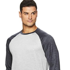 Gaiam Men's Long Sleeve Relaxed Fit T Shirt - Yoga & Workout Activewear Top - Sleet Heather/Ebony Heather Champion, Medium