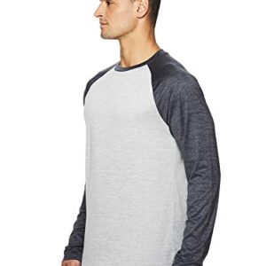 Gaiam Men's Long Sleeve Relaxed Fit T Shirt - Yoga & Workout Activewear Top - Sleet Heather/Ebony Heather Champion, Medium