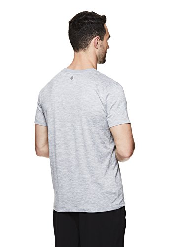 Gaiam Men's Everyday Basic V Neck T Shirt - Short Sleeve Yoga & Workout Top - Sleet Heather Everyday, Small