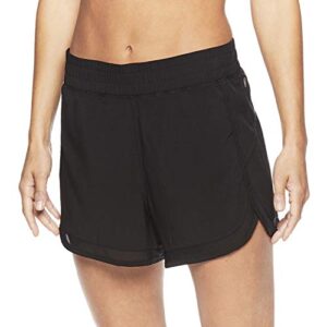 gaiam women’s warrior yoga short – bike & running activewear shorts – 3 inch inseam – black mesh short, large