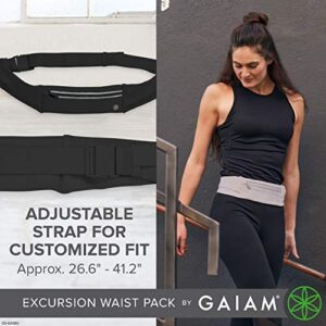 Gaiam Fanny Pack Running Belt Bag - Excursion Waist Pack Slimfit Adjustable Exercise Gym Workout Pouch Jogging Bag, Multi Pocket Walking, Runner Accessories Women, Men - Blush