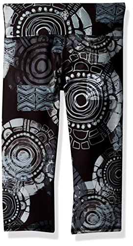 Gaiam Girls' Big Tribal Medallion Yoga Capri Pant, Black, 7/8