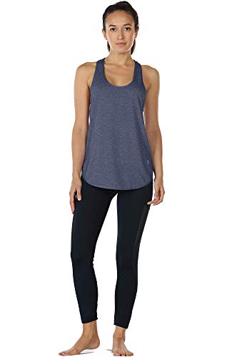 icyzone Workout Tank Tops for Women - Athletic Yoga Tops, Racerback Running Tank Top Loose Fit(Pack of 2) (S, Burgundy/Navy)