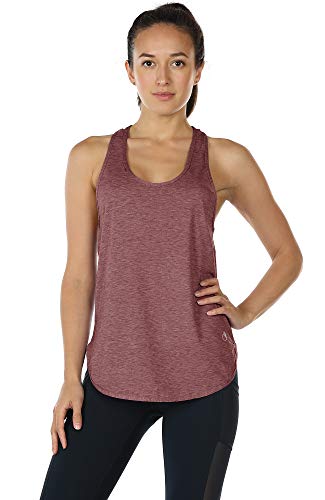 icyzone Workout Tank Tops for Women - Athletic Yoga Tops, Racerback Running Tank Top Loose Fit(Pack of 2) (S, Burgundy/Navy)