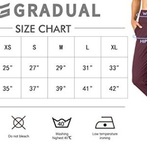 G Gradual Women's Joggers High Waisted Yoga Pants with Pockets Loose Leggings for Women Workout, Athletic, Lounge (Maroon, Small)