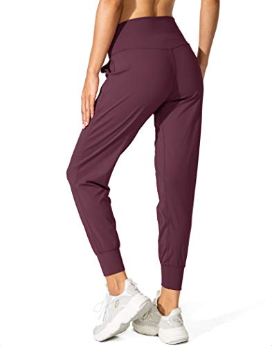 G Gradual Women's Joggers High Waisted Yoga Pants with Pockets Loose Leggings for Women Workout, Athletic, Lounge (Maroon, Small)