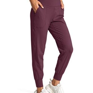 G Gradual Women's Joggers High Waisted Yoga Pants with Pockets Loose Leggings for Women Workout, Athletic, Lounge (Maroon, Small)