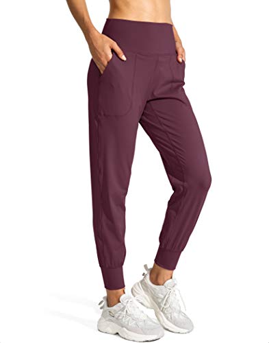 G Gradual Women's Joggers High Waisted Yoga Pants with Pockets Loose Leggings for Women Workout, Athletic, Lounge (Maroon, Small)