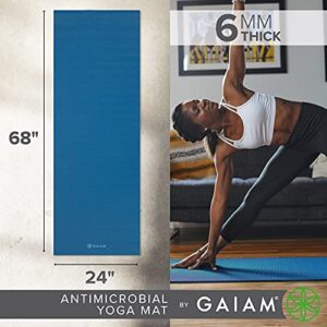 Gaiam Yoga Mat – 6mm Extra Thick Non Slip Exercise Workout Mat for Women and Men – Ideal for Home Gym Fitness, Yoga, Pilates, and Stretching – Grip Texture and Moisture Resistant - Skydive