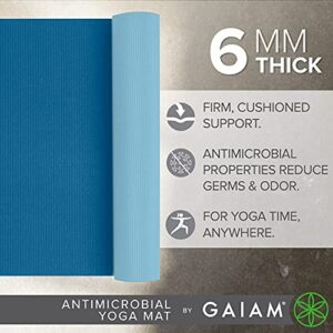 Gaiam Yoga Mat – 6mm Extra Thick Non Slip Exercise Workout Mat for Women and Men – Ideal for Home Gym Fitness, Yoga, Pilates, and Stretching – Grip Texture and Moisture Resistant - Skydive