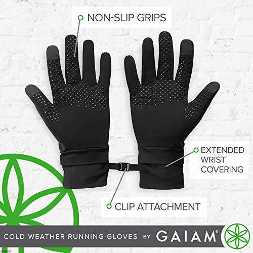 Gaiam Running Gloves Womens Cold Weather Touchscreen Compatible - Warm Winter Running Gear for Women - Walking, Running, Hiking, Biking/Cycling, Workout, Exercise/Fitness (S/M)