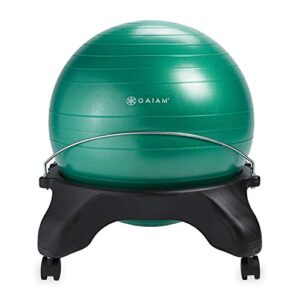 gaiam classic backless balance ball chair – exercise stability yoga ball premium ergonomic chair for home and office desk with air pump, exercise guide and satisfaction guarantee, green