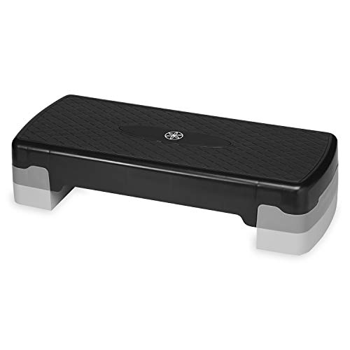 Gaiam Essentials Exercise Step Platform Aerobic Stepper Bench, Fitness Equipment Workout Deck with Adjustable Riser Height & Non Slip Textured Surface, Black