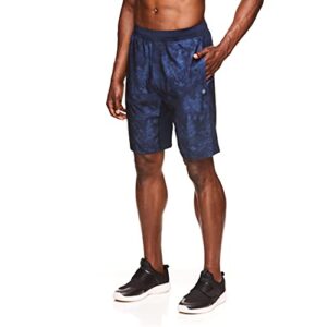 gaiam men’s yoga shorts – athletic gym running and workout shorts with pockets – warrior navy camo, small