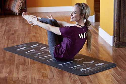 Gaiam Restore Fitness Exercise Mat with Self-Guided Exercise Illustrations Printed on Mat, 10mm Thick