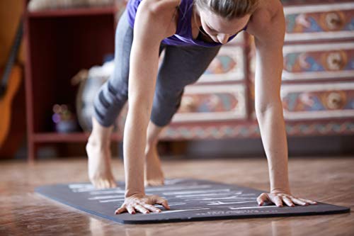 Gaiam Restore Fitness Exercise Mat with Self-Guided Exercise Illustrations Printed on Mat, 10mm Thick