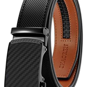 CHAOREN Ratchet Belt for Men - Mens Belt Leather 1 3/8" for Casual Jeans - Micro Adjustable Belt Fit Everywhere